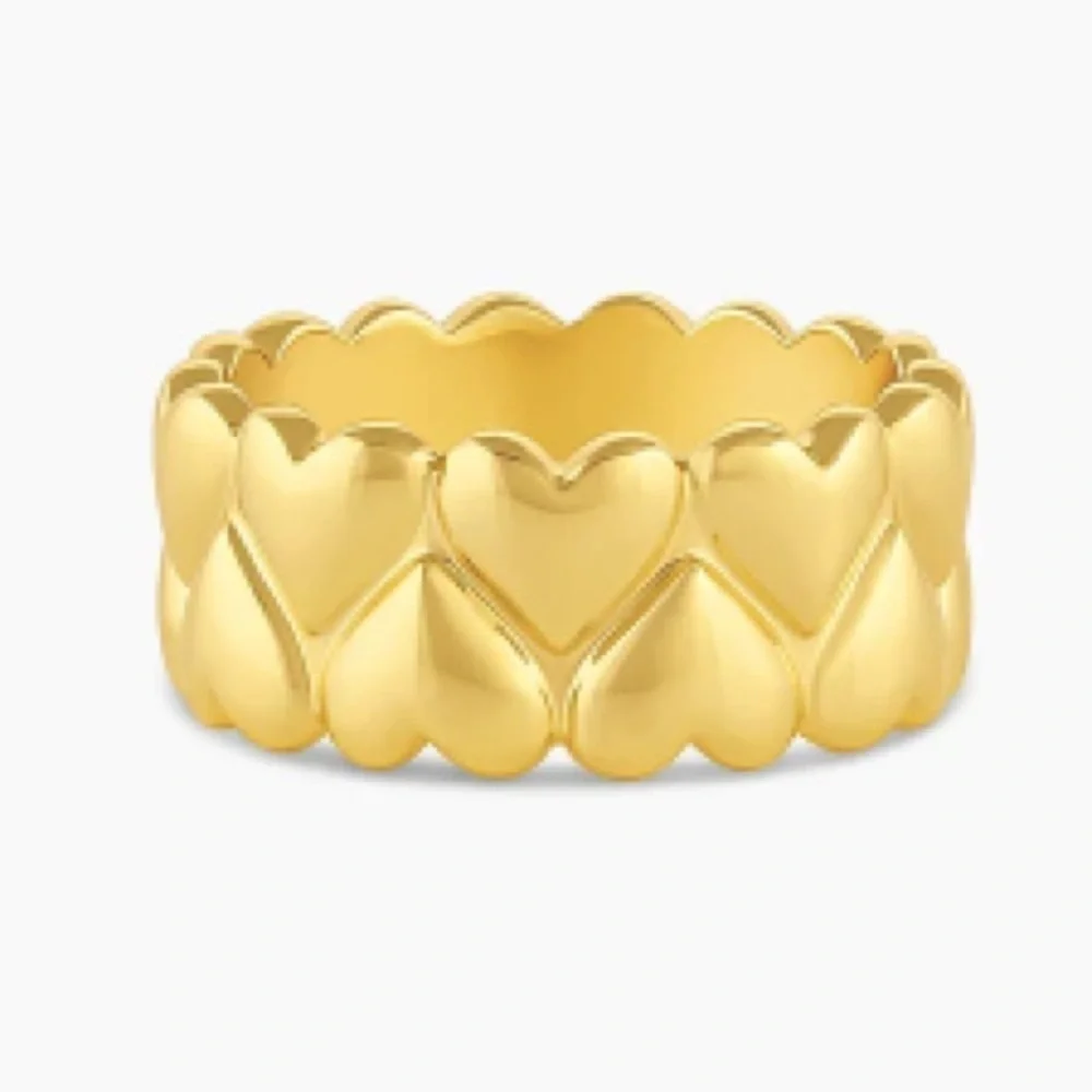 Gorjana New Size 9 18k Gold Plated Brass Lou Heart Statement Ring‎ - Picture 1 of 5